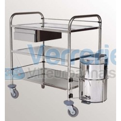 chariot inox a pansements 3 plateaux Avec galer...