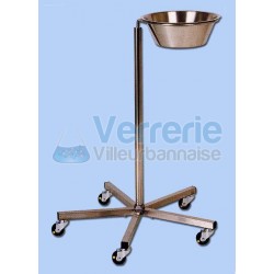 Porte 1 cuvette, pied 5 branches inox, roues an...