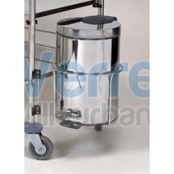 Support + poubelle inox pour chariot en acier i...